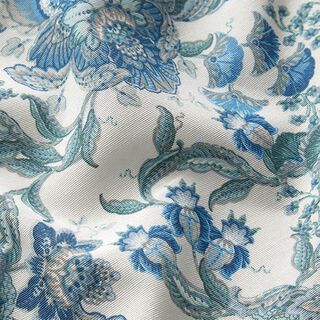 Dekostoff Canvas orientalische Blumenornamente 280 cm – weiss/blau, 