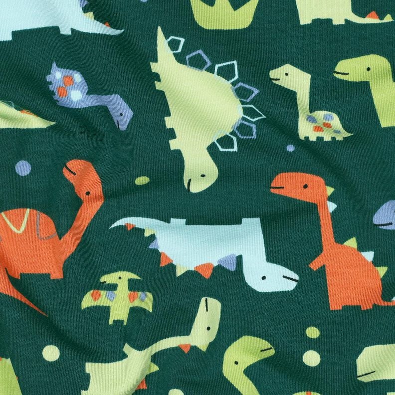Sommersweat Dinos | Poppy Fabrics – blautanne/hellgrün, image number 2