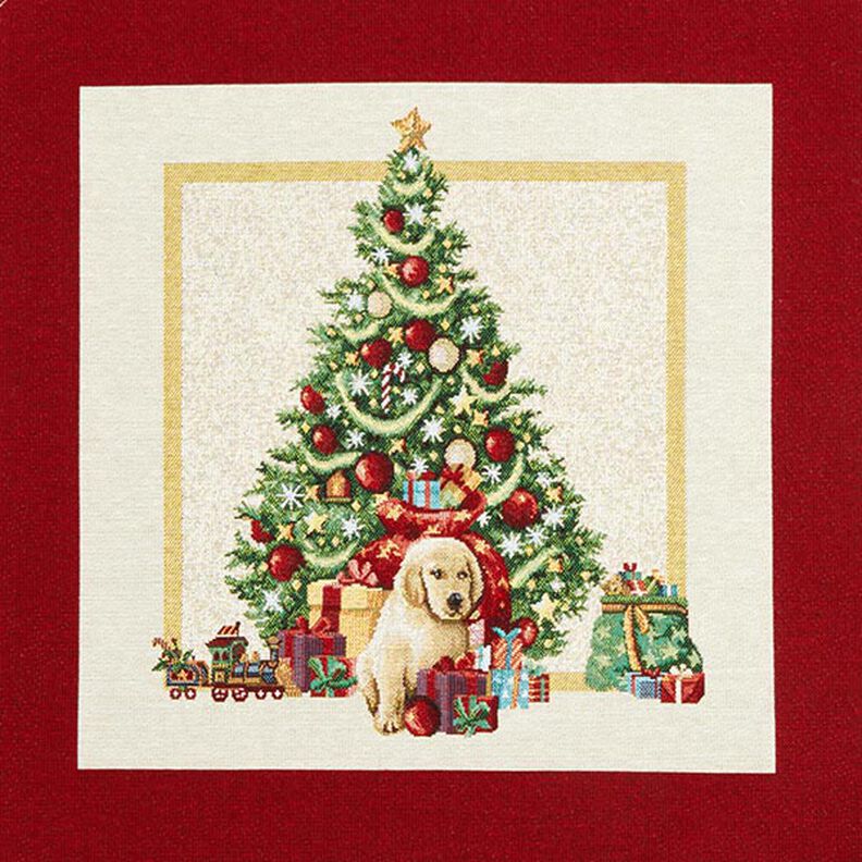 Dekopanel Gobelin Hund am Festtag – hellbeige/rot,  image number 1