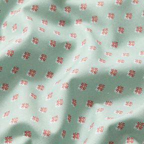Baumwollstoff Popeline Mini Zacken – hellmint/dunkelaltrosa, 