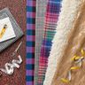 Mantelstoff Woll-Mix kleines Karo – beige/blau,  thumbnail number 6