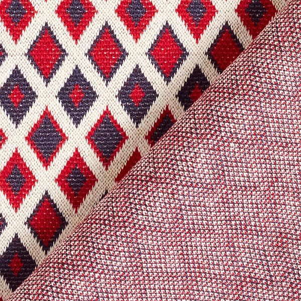 Strickjacquard Rauten – rot/marineblau | Reststück 100cm