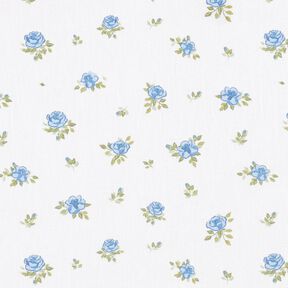 Baumwollpopeline zarte Rosen – hellblau/weiss, 