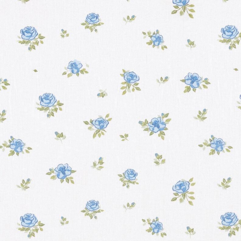 Baumwollpopeline zarte Rosen – hellblau/weiss, image number 1