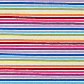 Baumwolljersey Regenbogenringel – weiss/Farbmix, 