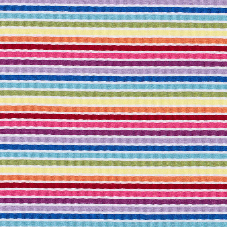 Baumwolljersey Regenbogenringel – weiss/Farbmix,  image number 1