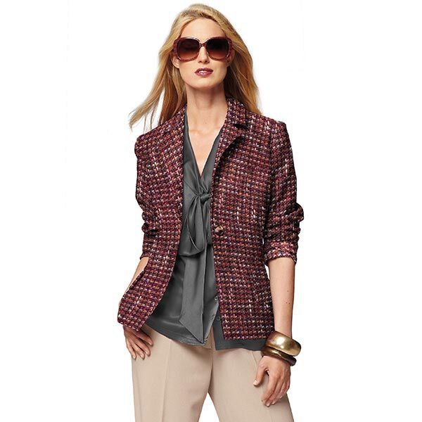 Bouclé Schurwoll-Mix Lurex – merlot, image number 7