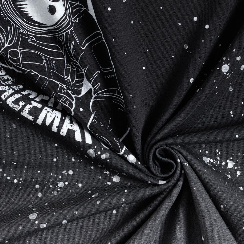 French Terry Panel Spaceman | Glitzerpüppi – schwarz/weiss, image number 3