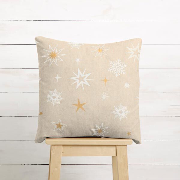 Dekostoff Halbpanama schimmernde Sterne – gold/weiss, image number 7