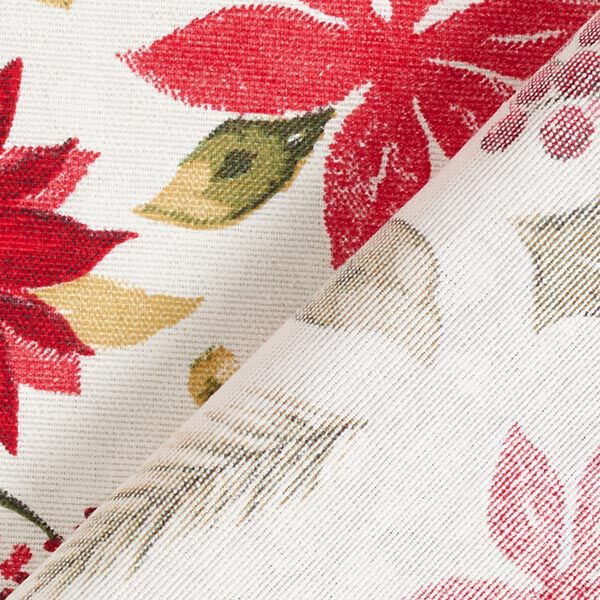 Dekostoff Canvas Christstern-Blüten – wollweiss/karminrot | Reststück 100cm