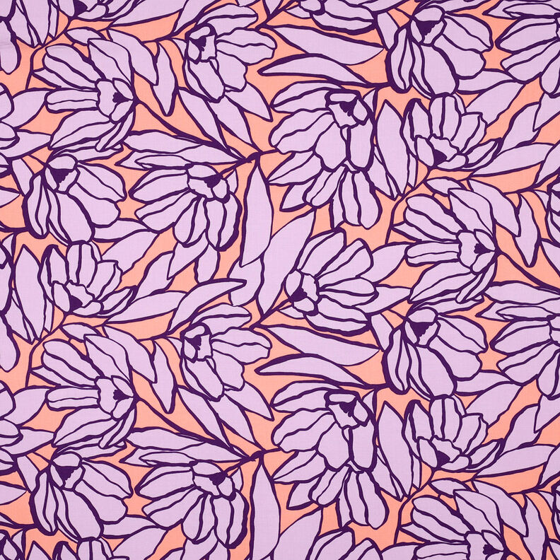 Lenzing Ecovero Inked Bouquet | Nerida Hansen – pfirsichorange/lavendel,  image number 1
