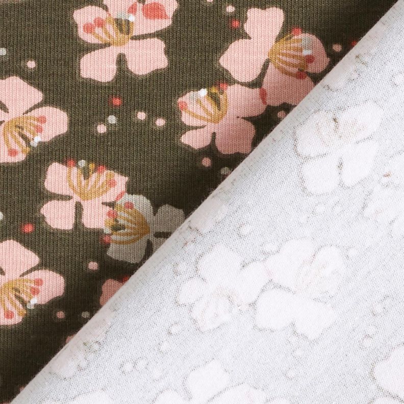 Baumwolljersey süße Blümchen – khaki, image number 4