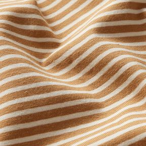 Baumwolljersey schmale Streifen – creme/zimt, 