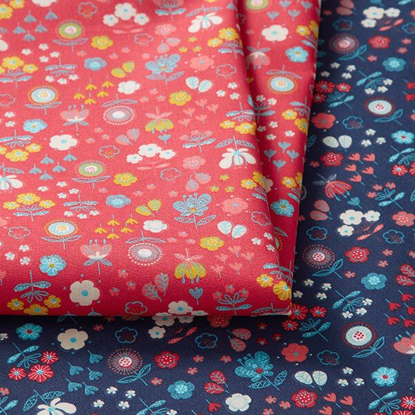 Baumwollstoff Cretonne Blumen – rot