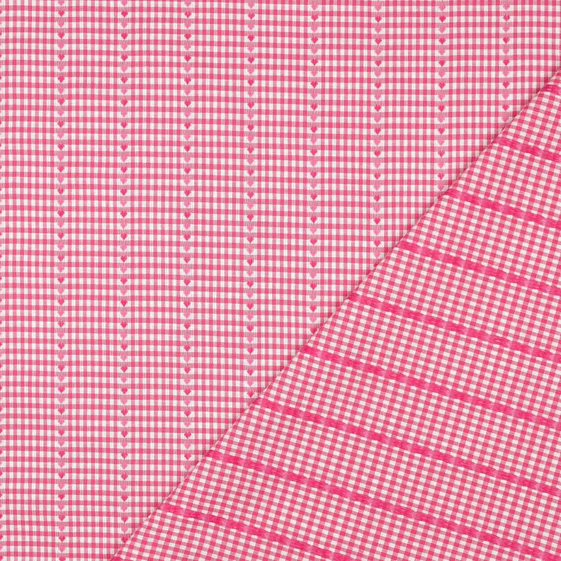 Baumwollstoff Jacquard Karo und Herzchen – pink/weiss,  image number 4