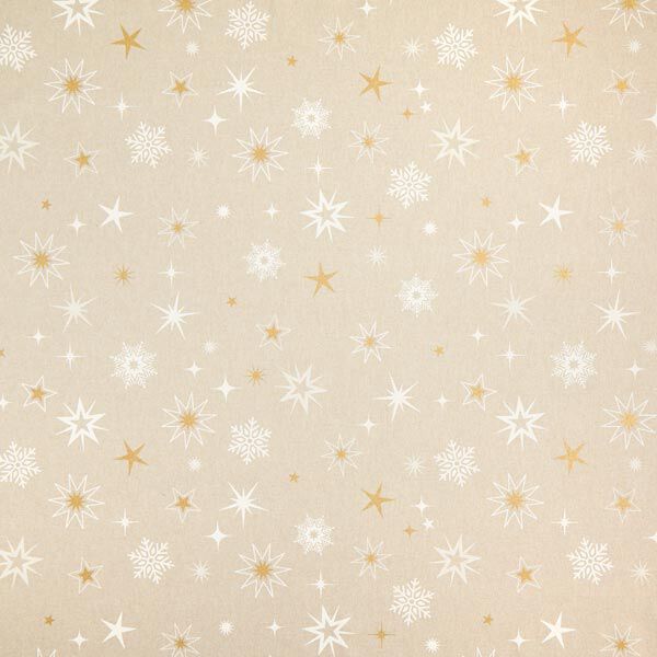 Dekostoff Halbpanama schimmernde Sterne – gold/weiss,  image number 1