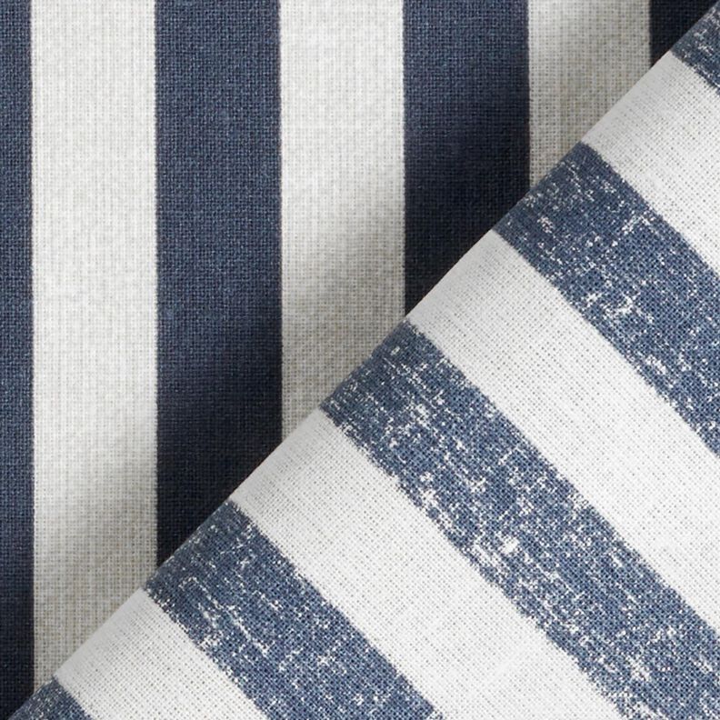 Baumwollstoff Cretonne maritimer Streifen – schwarzblau/helltaupe, image number 4