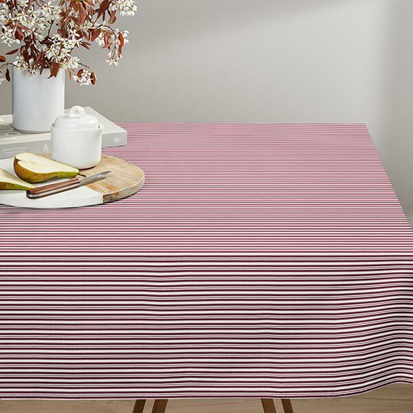 Dekostoff Halbpanama elegante Streifen – bordeauxrot/wollweiss