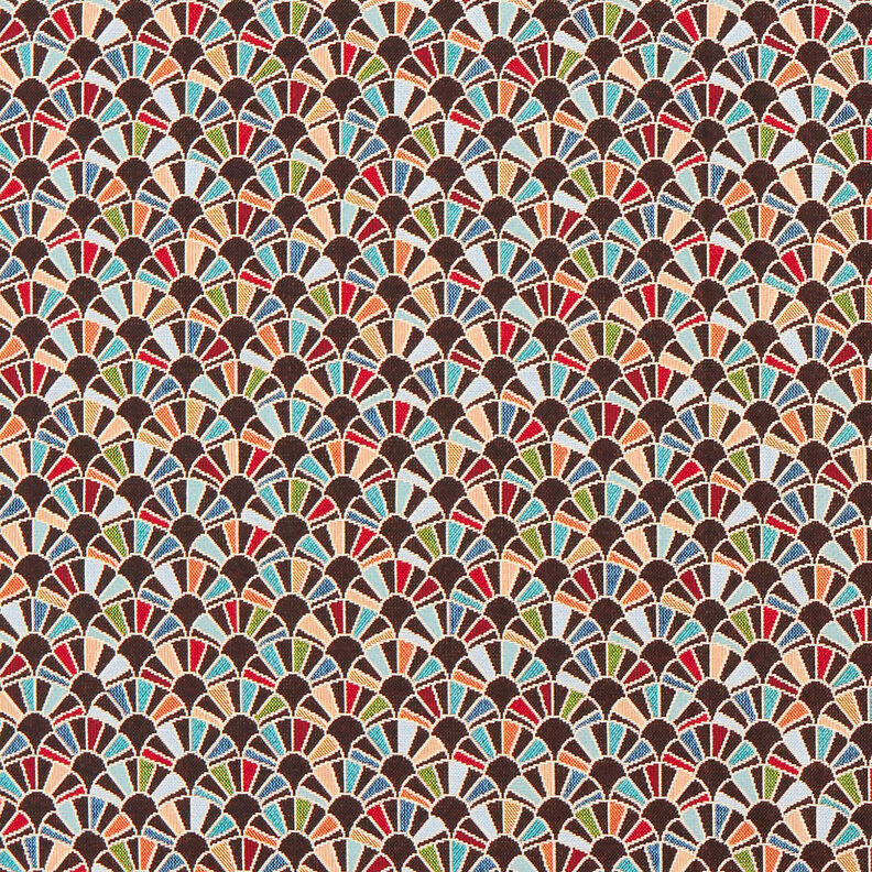 Dekostoff Gobelin Retro Fächer – schwarz/karminrot,  image number 1