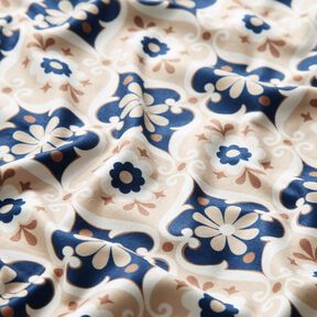 Jersey florale Ornamente – beige/marineblau, 
