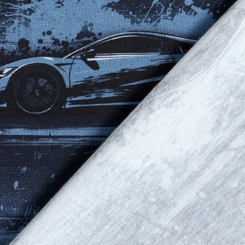 Baumwolljersey Rennauto Digitaldruck – schwarzblau,  image number 4