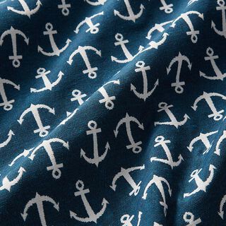 Dekostoff Jacquard Anker – ozeanblau/weiss, 