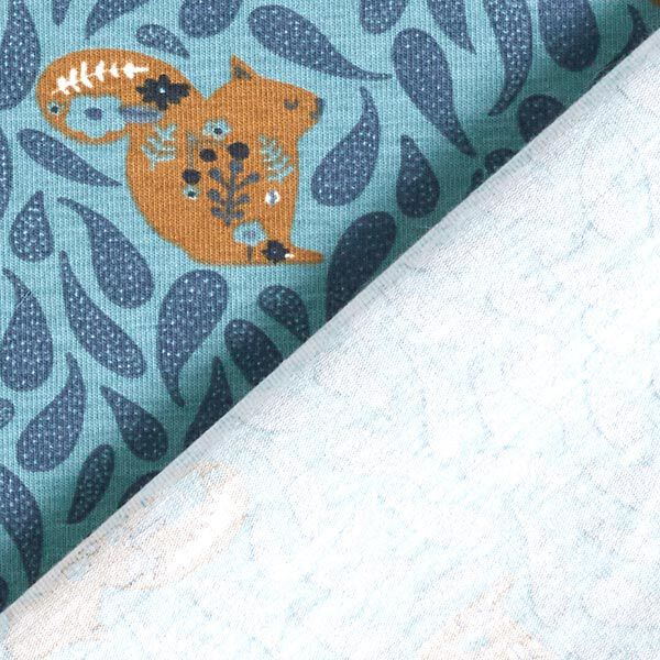 Baumwolljersey Eichhörnchen | STENZO – jeansblau | Reststück 100cm