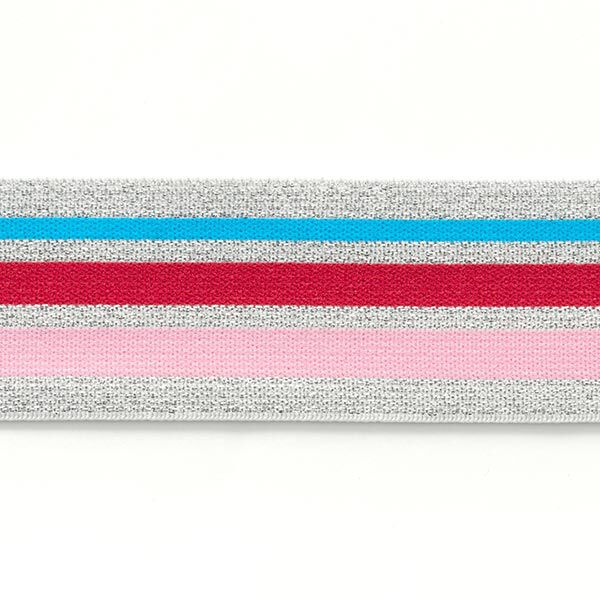 Gummiband Glitter [ 4 cm ] – silber/rosa,  image number 2