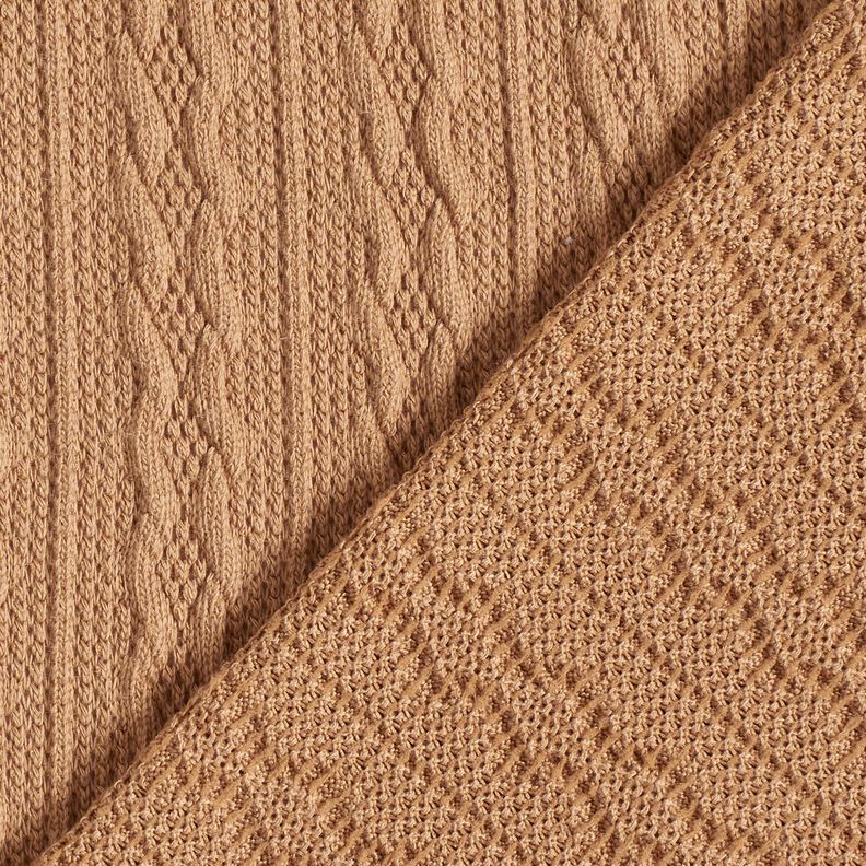 Strickstoff Zopfmuster – rehbraun, image number 4