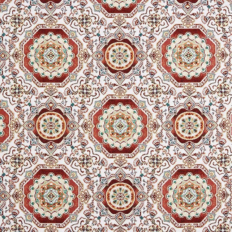 Dekostoff Gobelin orientalisches Mandala – karminrot/elfenbein,  image number 1
