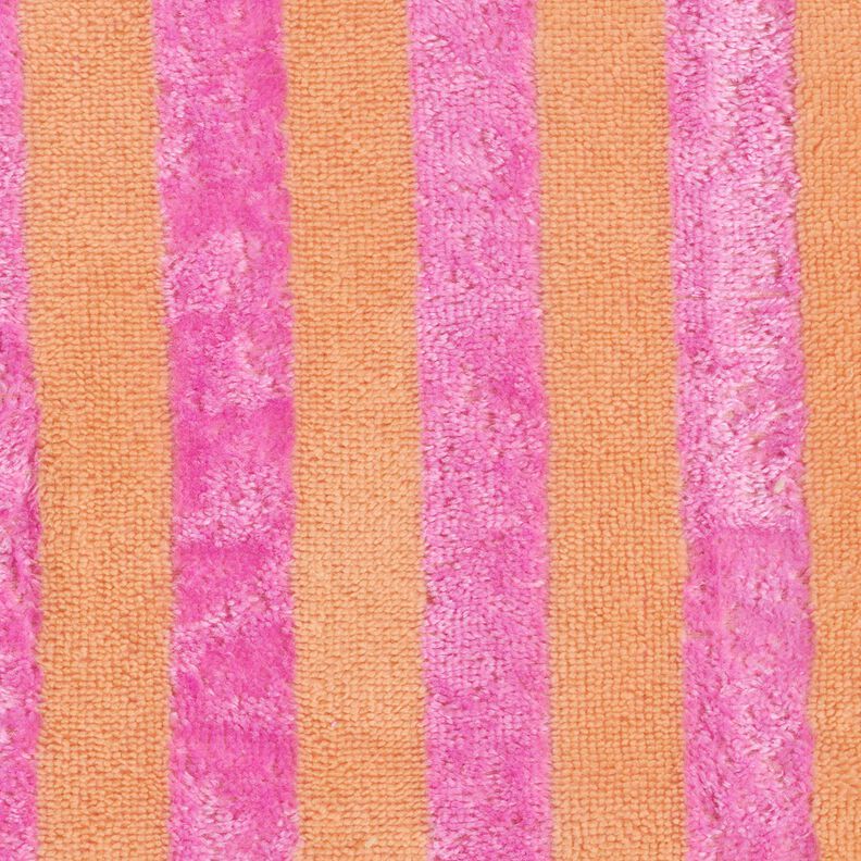 Frotteestoff Bambus Blockstreifen – hellorange/pink, image number 1
