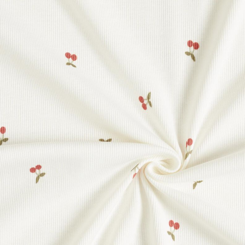 Rippenjersey kleine Kirschen – wollweiss,  image number 3