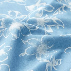 Chambray Sommerblüten – hellblau/wollweiss, 
