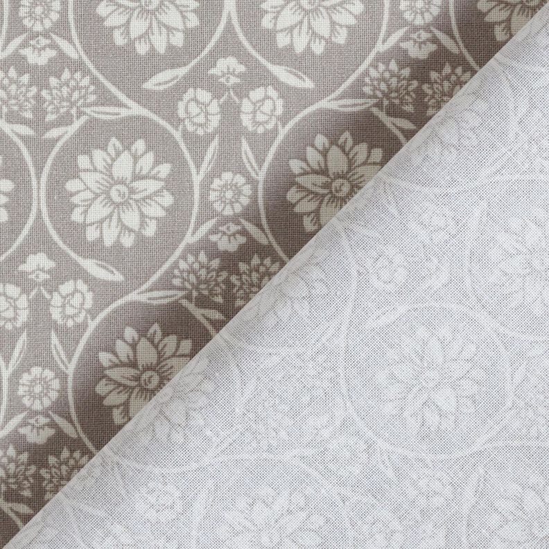 Baumwollstoff Cretonne Blumen und Ranken – silbergrau/weiss,  image number 4