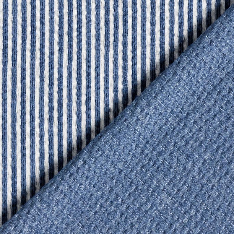 Baumwolljersey Seersucker feine Streifen – jeansblau/weiss,  image number 4