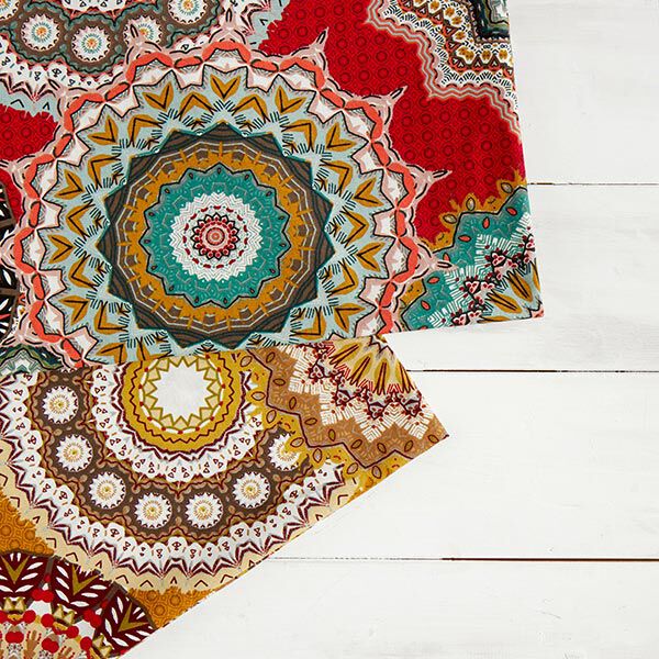 Cretonne Großes Mandala-Muster – rot | Reststück 60cm