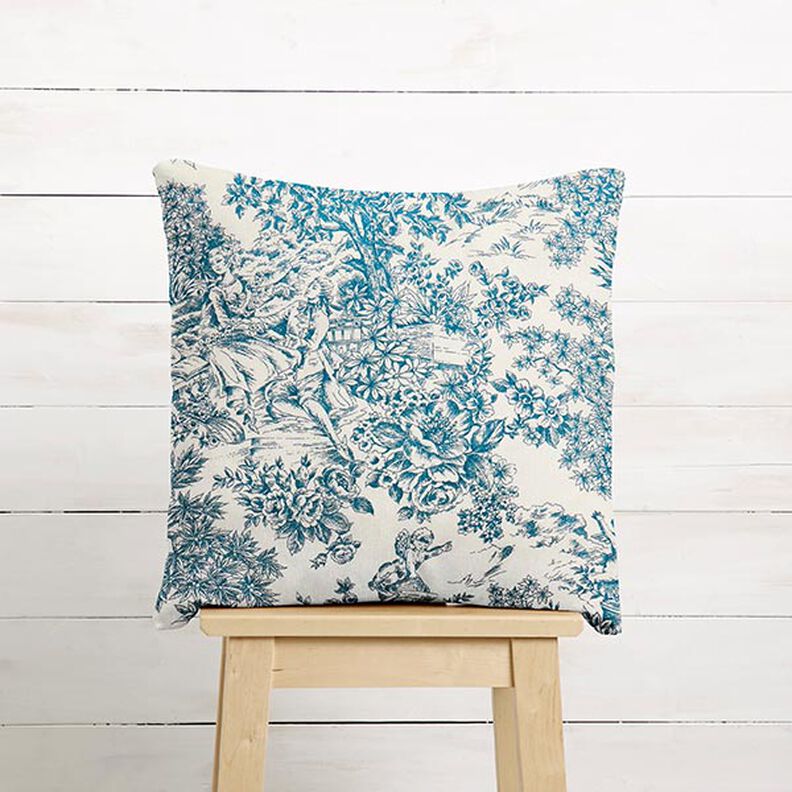 Dekostoff Canvas Toile de Jouy 280 cm – blau,  image number 6