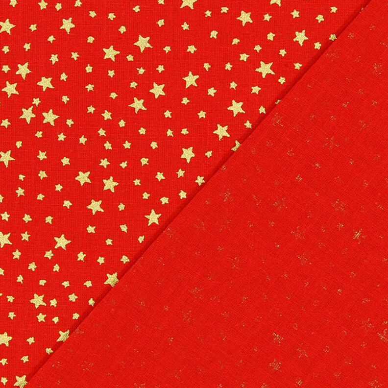 Baumwollstoff Cretonne weihnachtlicher Sternenhimmel klein – rot/gold, image number 3