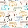 French Terry Sommersweat bunte Busse – wollweiss,  thumbnail number 1