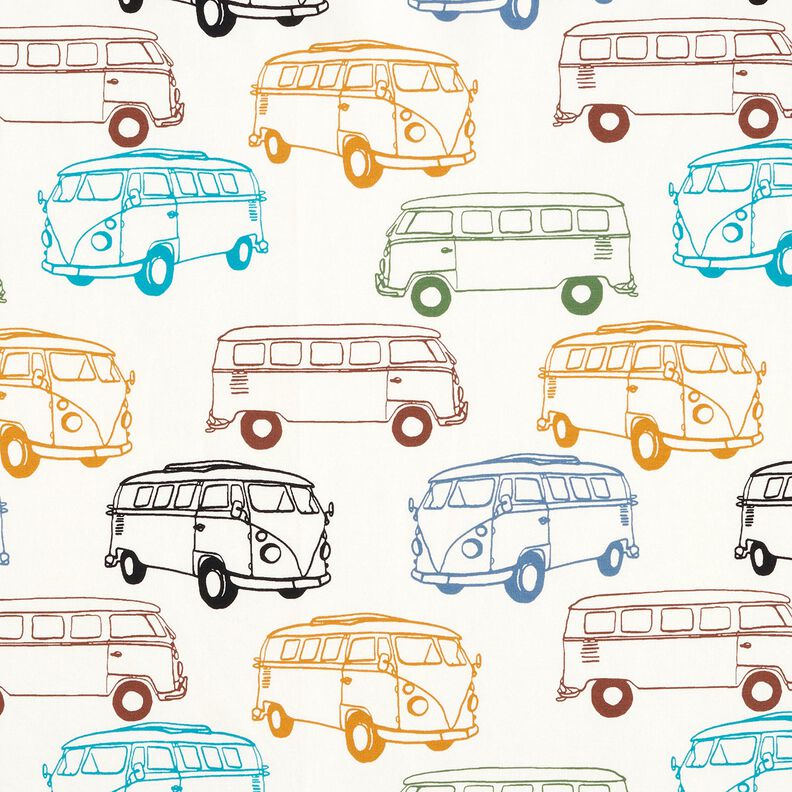 French Terry Sommersweat bunte Busse – wollweiss, image number 1