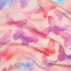 Baumwolljersey bunte Schmetterlinge Digitaldruck | Poppy Fabrics – rosé/blau, 