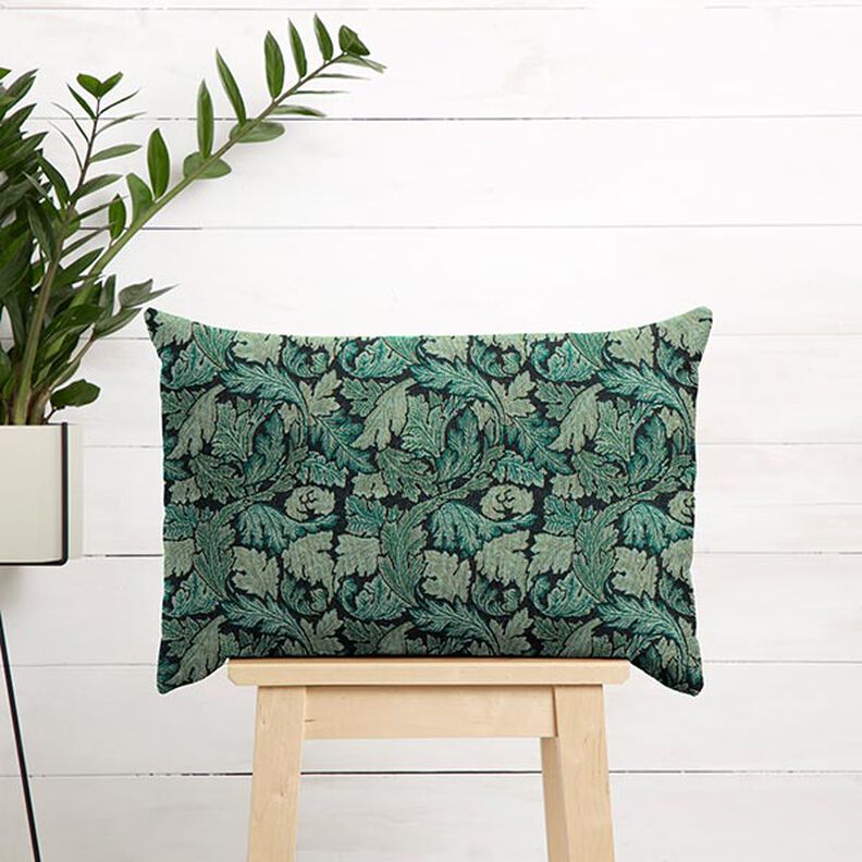 Dekostoff Gobelin barockes Blättermotiv – dunkelgrün/schilf | Reststück 70cm,  image number 5