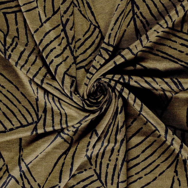 Romanit Jersey abstrakte Blätter – dunkeloliv/schwarz, image number 3