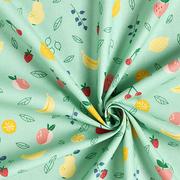 Baumwollpopeline Obstsalat | PETIT CITRON – pastellgrün | Reststück 190cm