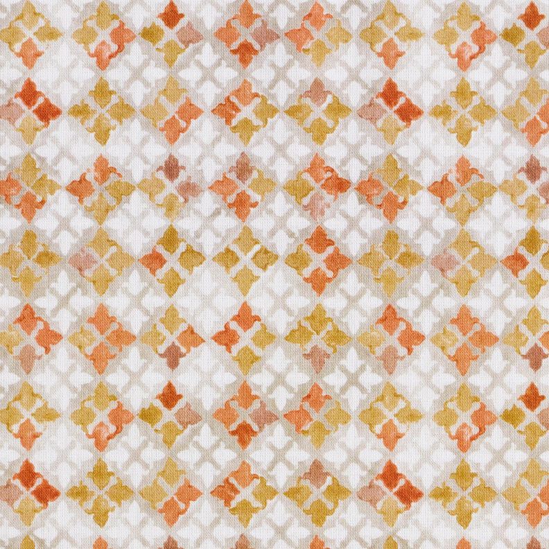 Baumwollpopeline orientalisches Fliesenmuster Digitaldruck – nebelgrau/kupfer,  image number 1