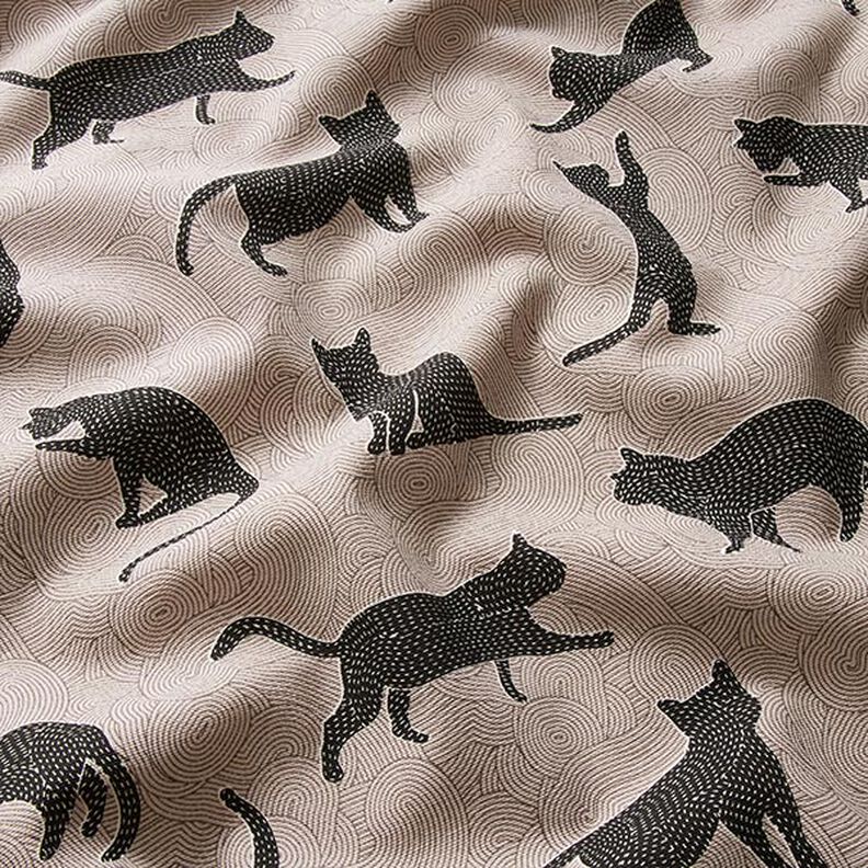 Dekostoff Halbpanama Katzen – schwarz,  image number 2