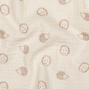Musselin/ Doppel-Krinkel Gewebe Igel | Poppy Fabrics – natur/hellbraun, 