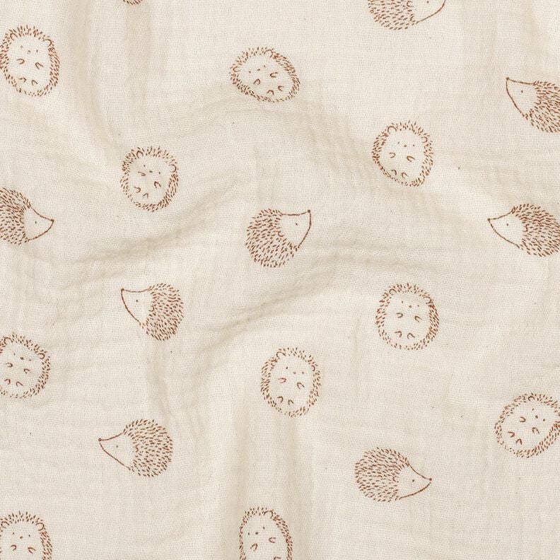 Musselin/ Doppel-Krinkel Gewebe Igel | Poppy Fabrics – natur/hellbraun, image number 2