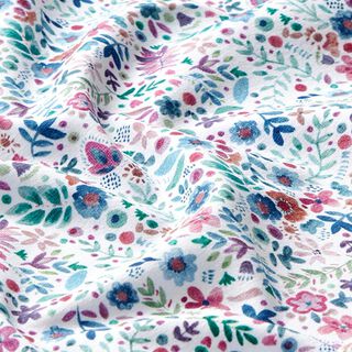 Baumwolljersey Aquarell-Blümchen Digitaldruck – weiss, 