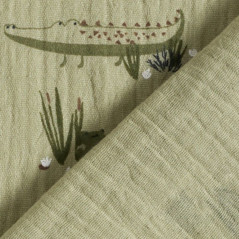 Musselin/ Doppel-Krinkel Gewebe Krokodile und Frösche – schilf,  image number 4